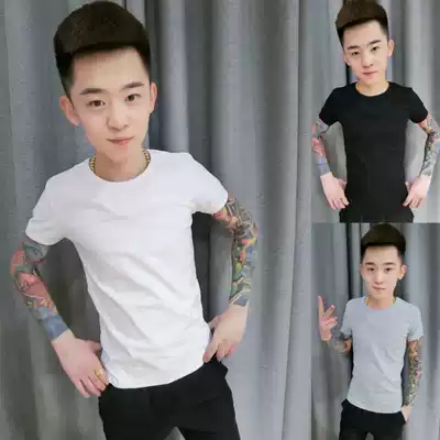 Quick hand red man with the same solid color short-sleeved men's and women's white cotton stretch slim-fit T-shirt social spirit guy half sleeve