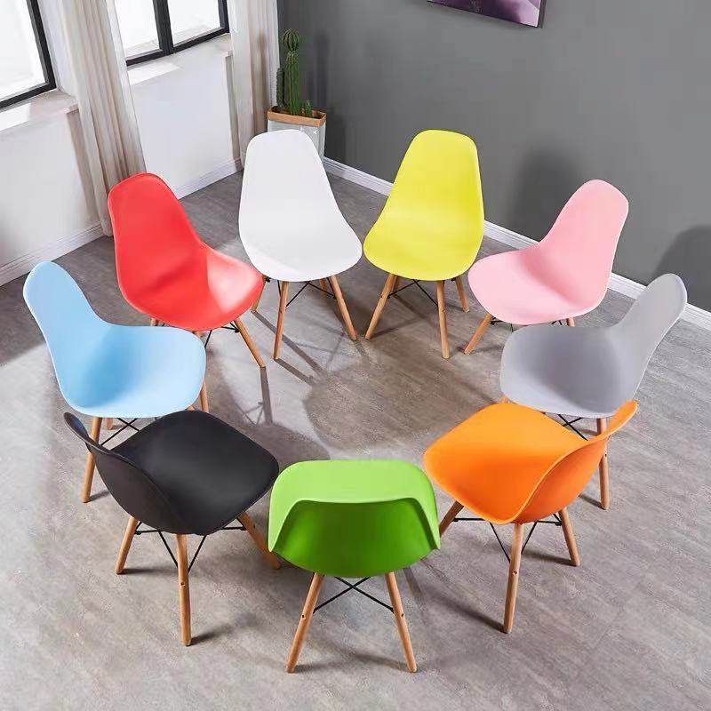 Eames chair home Nordic solid wood dining chair makeup plastic backrest stool office negotiation desk chair net red chair