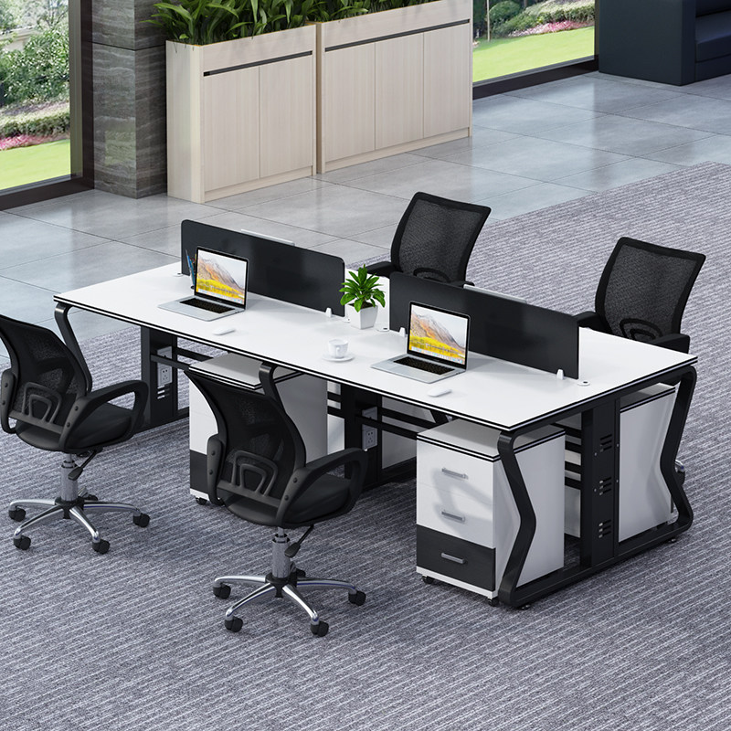 Staff desk simple modern office staff workstation screen four or six person computer desk and chair combination