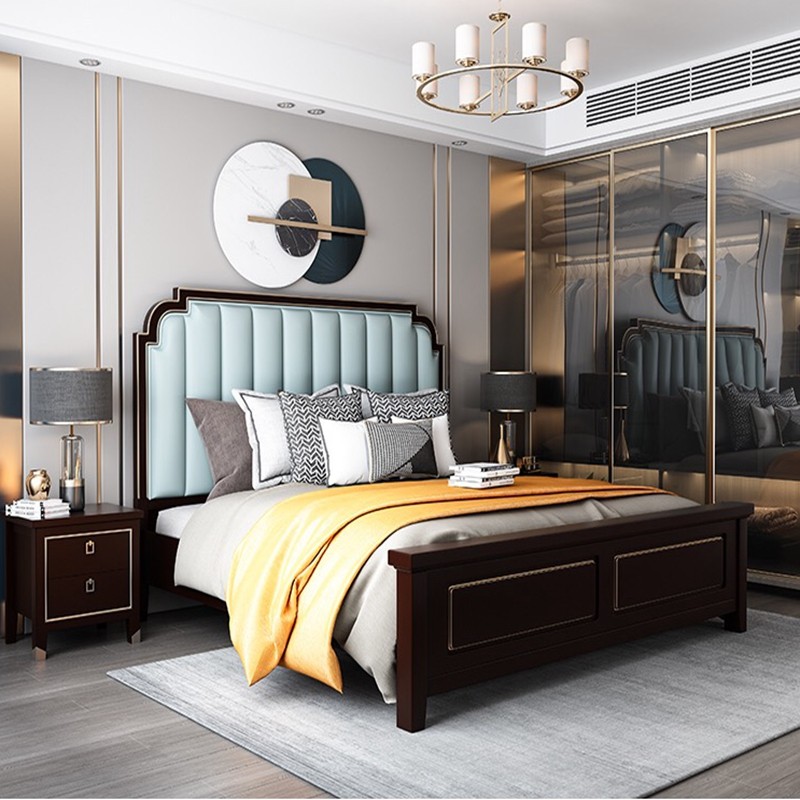 American light luxury solid wood bed 1 8 master bedroom double bed modern simplicity 1 5 meters small apartment European storage wedding bed