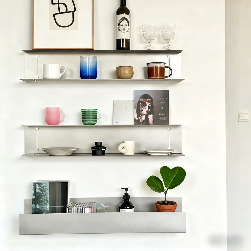 Stainless Steel I-Shaped Shelf, Wall-Mounted Multi-Layer Display Rack, Wall Decoration Display Rack Stainless Steel I-Shaped Shelf, Wall-Mounted Multi-Layer Display Rack, Wall Decoration Display Rack