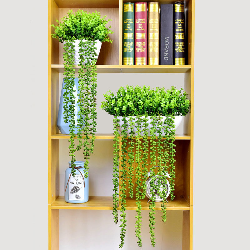 Living room simulation flower hanging orchid hanging vine gold kudzu money rattan with flower pot rack fresh green plant decorative bookcase