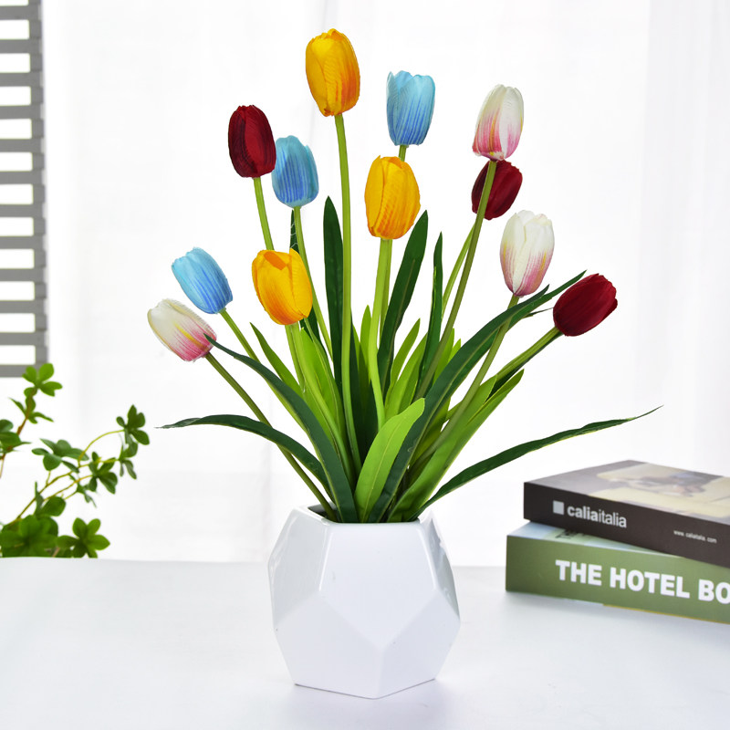 Emulated floral suit Tulip fake floral bouquet Dried Flower Bouquet Home Living Room Dining Room Table TV Cabinet Decoration Floral Pendulum