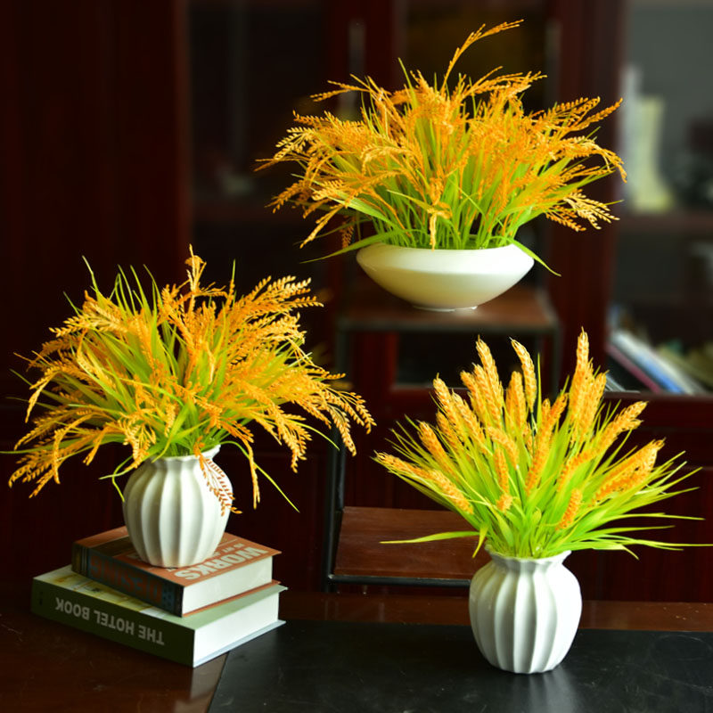 New Simulation of Rice Rice Fake Flower Dry Flower Flower Shoot Prop Outdoor Living Room Place Pot Plants