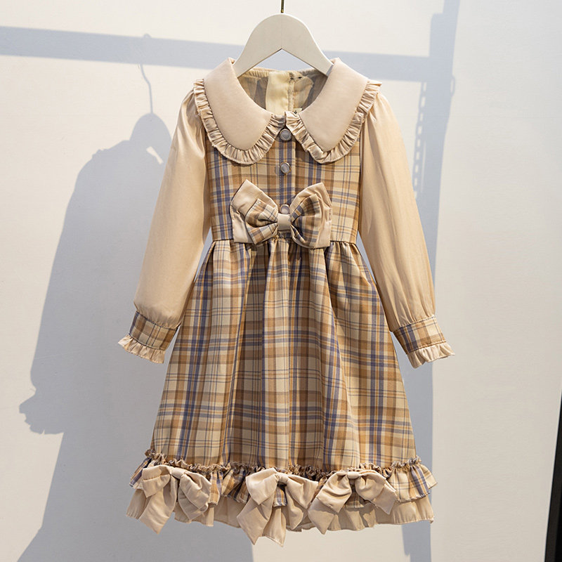 Girl Roleita Long Sleeve Foreign Dress College Wineward Princess Dress 2022 Spring Autumn New Children's Skirt Frills