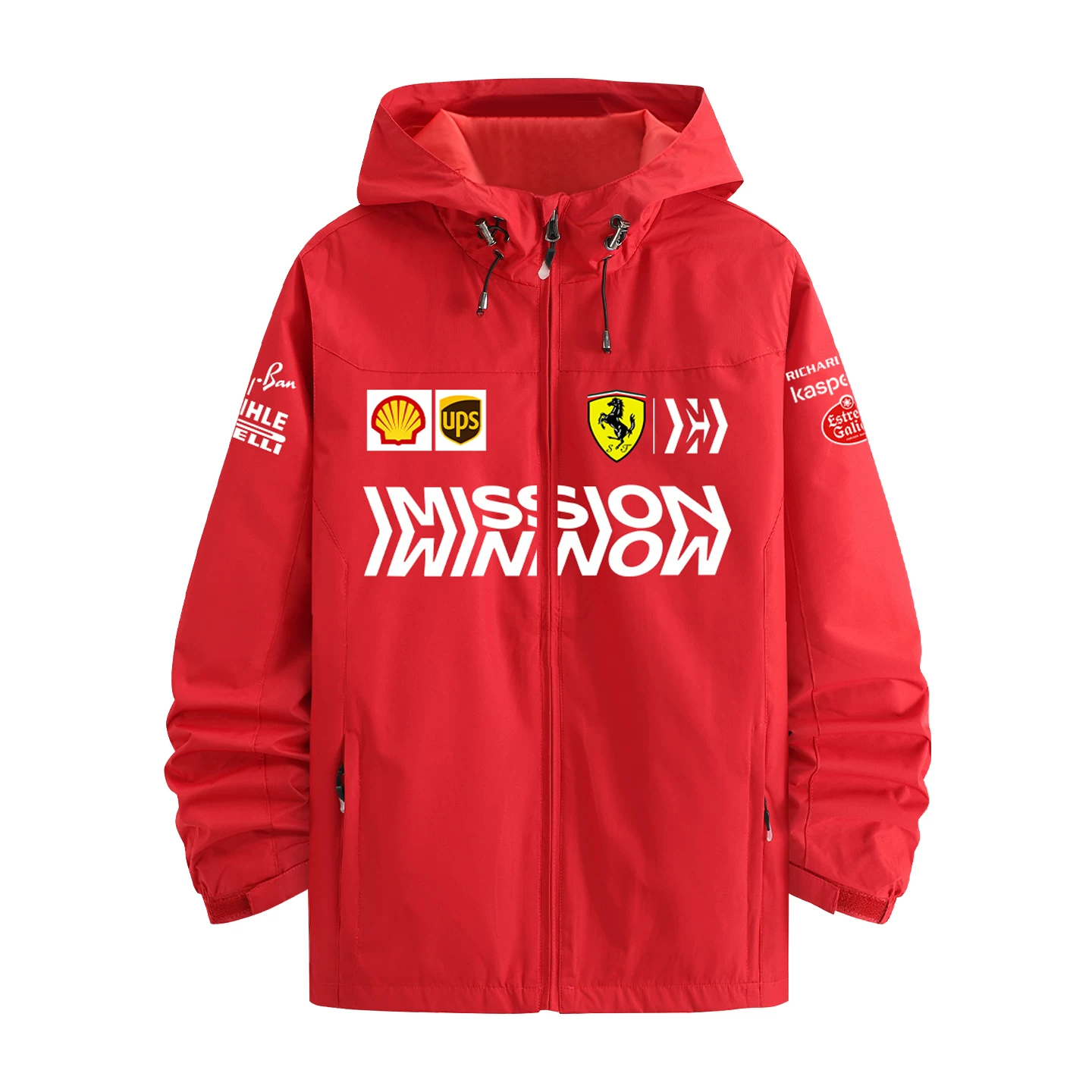 Red jacket, racing car