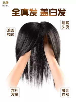 Liuhai wig piece female head reissued Summer Live hair natural forehead fluffy cover white hair oblique bangs wig female