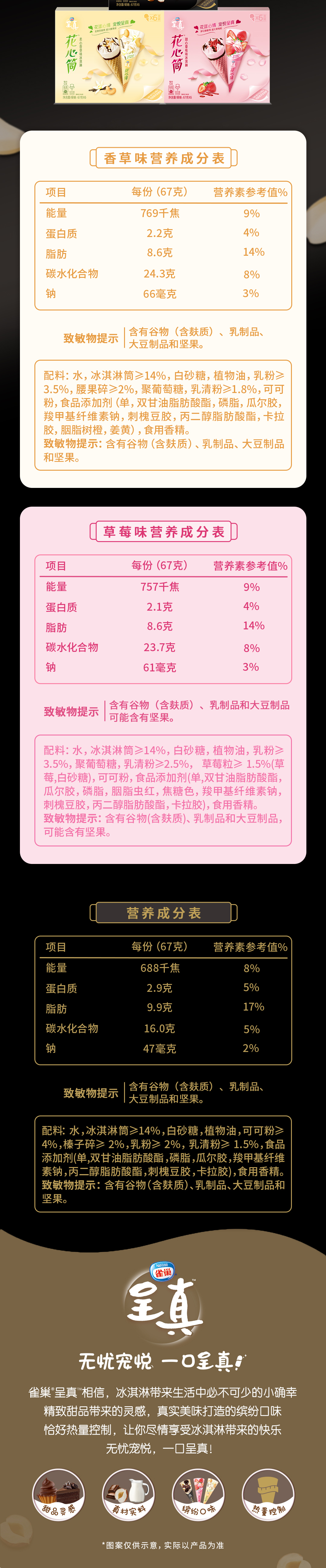 雀巢 缤纷口味 花心筒 冰淇淋 67g*24支 图8