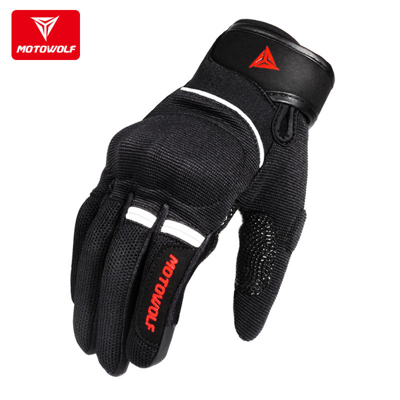 Modowolf Locomotive Riding Gloves Anti-Fall Full Finger Breathable Thin Cross-country Locomotive Rider Equipped Touch Screen Woman Spring Summer