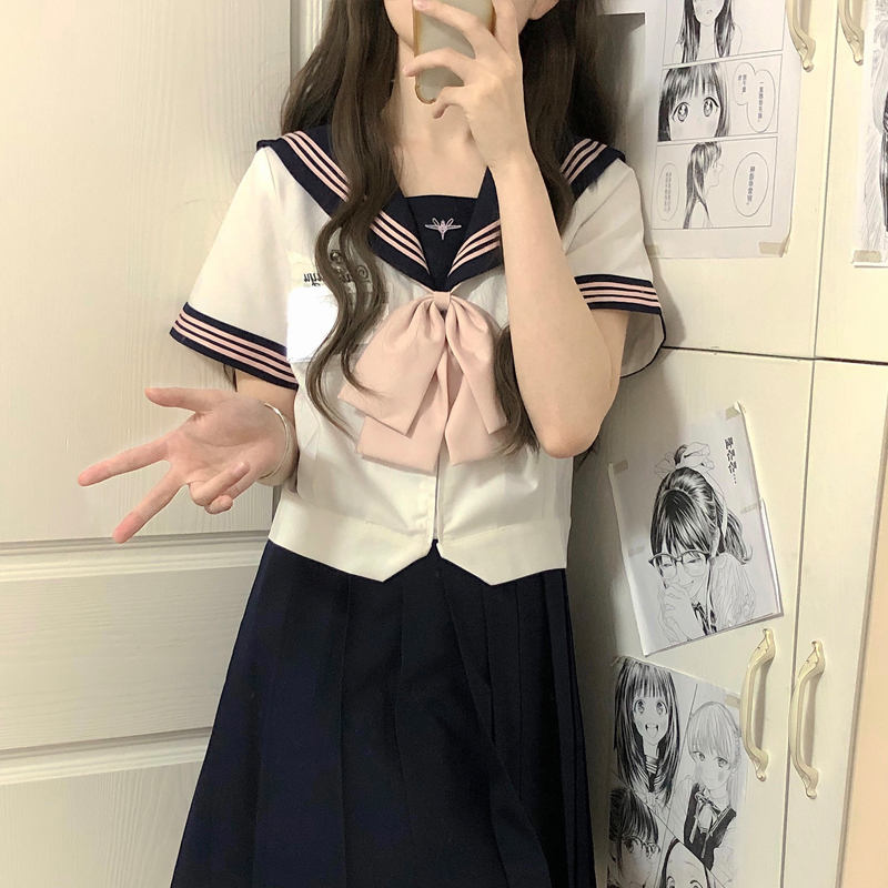 Qiuyouyu [Qiuyouyu] オリジナル正規品セーラー服 JK制服 学校用品 カレッジスタイル 半袖 ベーシックスーツ
