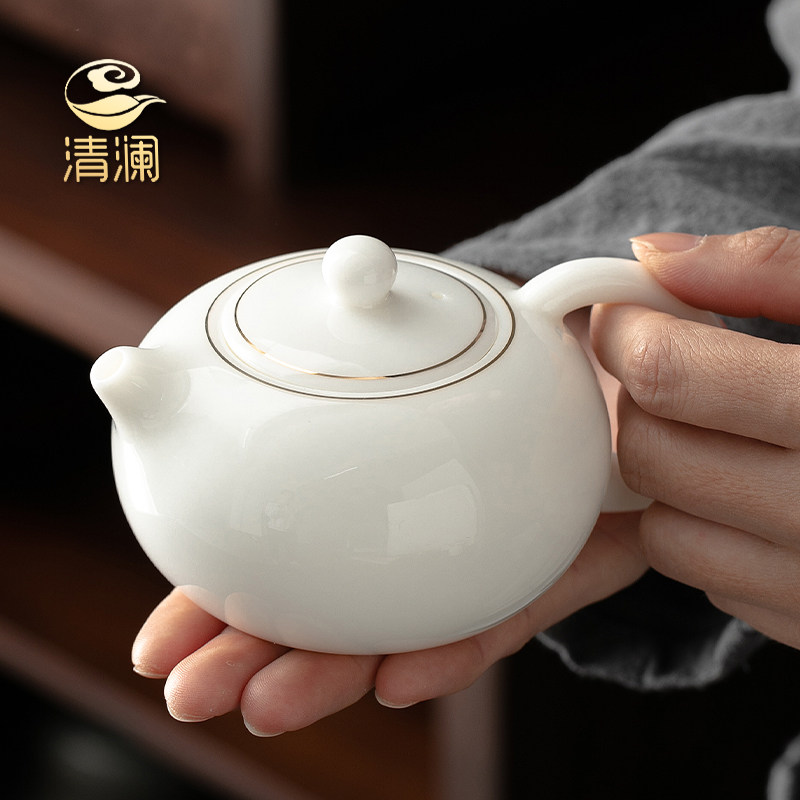 Teapot making tea single pot of sheep fat jade ball hole Xi Shi pot Dahongpao capacity kung fu tea set household filter tea breinner