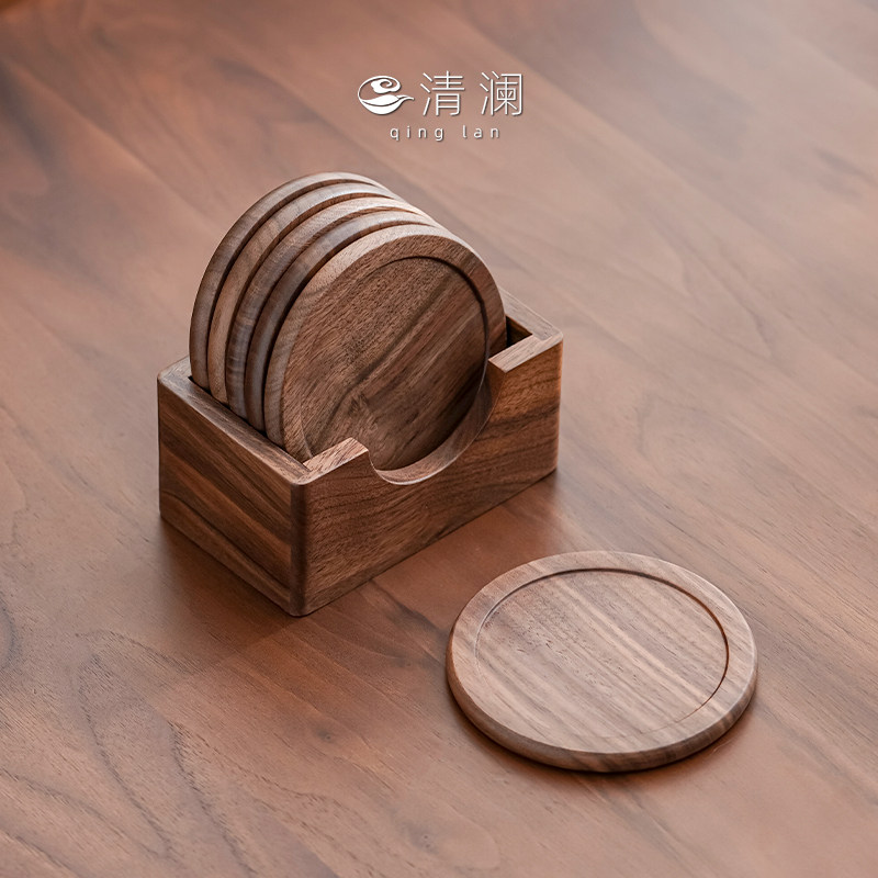 New Chinese Walnuts Wood Mat Wood tea Doug Kung Fu Creative anti-burn cup cushion Tootto thermal insulation mat Tea Set Accessories-Taobao