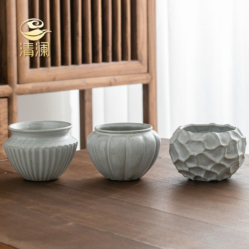 Tea set accessories large Jianshui tea slag tank household water bowl Meng pen wash tea wash bowl ceramic tea slag bucket tea ceremony zero match