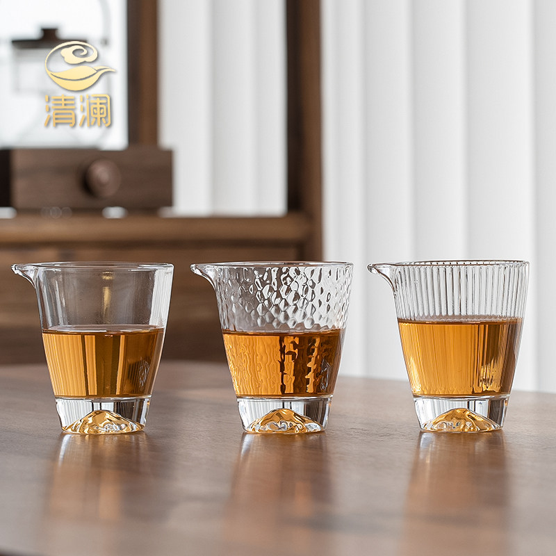 Transparent glass cup thickening heat resistant tea filter hammer grain tea divider cup kung fu tea cup accessories