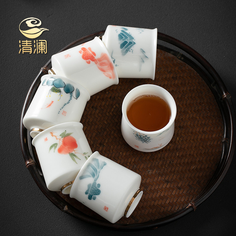 Master's Cup Drinking Cup Handpainted White Porcelain Single Cup Home Upscale Tea Brewink ceramic Gongfu Tea tea cup personal special