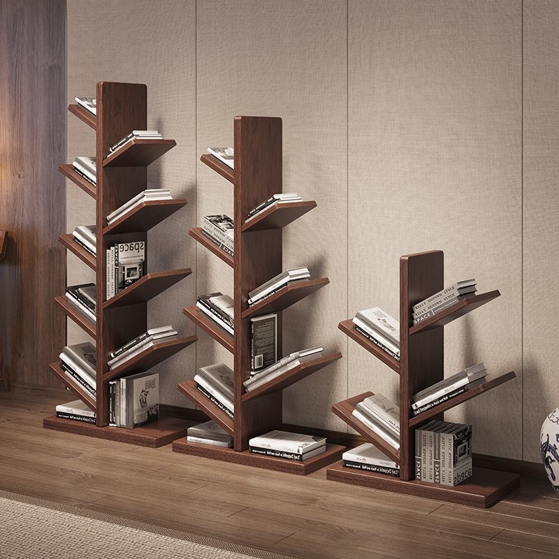 Creative bookshelf multi-layer solid wood landing layer combination living room room children's room desktop shelf tree frame