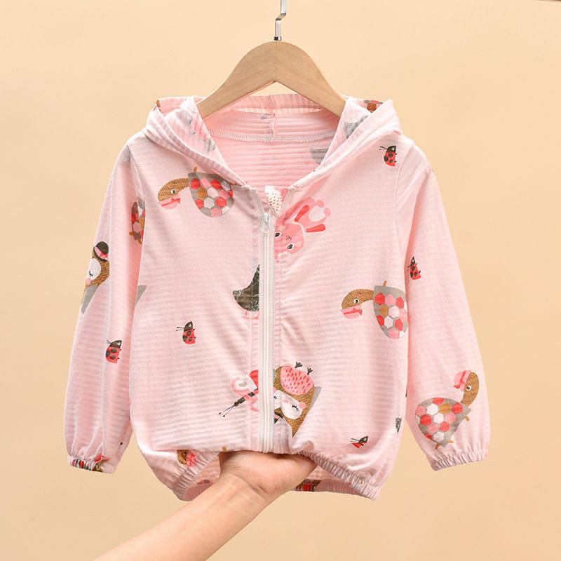 Baby sun protection clothing summer thin breathable cotton baby air conditioning shirt boys and girls children ice silk sun protection clothing jacket
