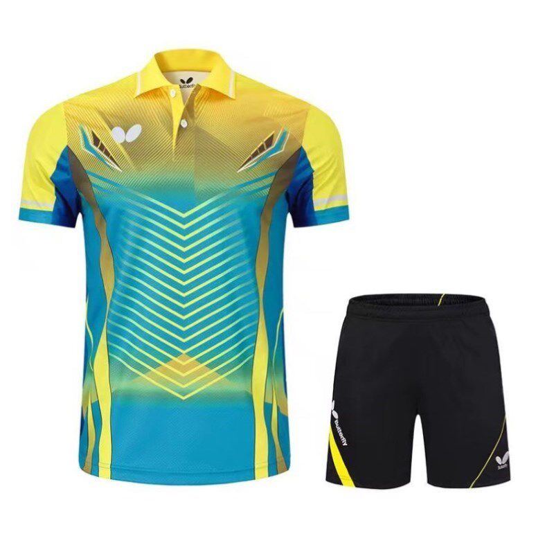 Table tennis short sleeves 2021 Spring Summer new table tennis clothes men and women's capsized training match table tennis clothes