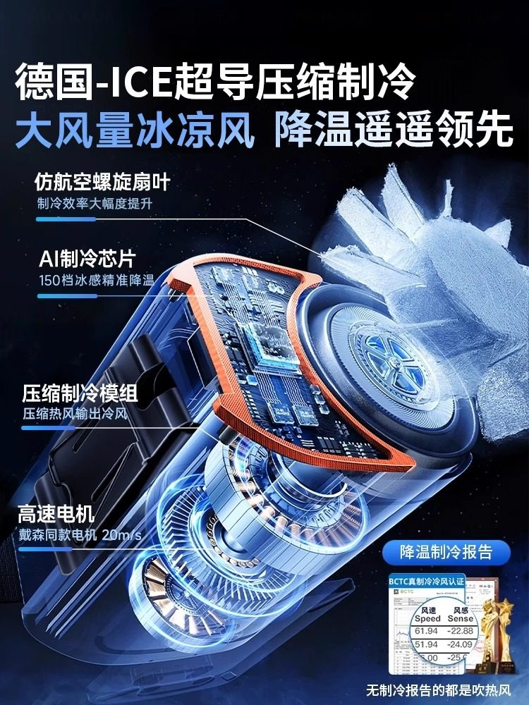 Waist-Mounted Fan, Portable Clip-On Cooling Device for Relieving Heat, High-Temperature Outdoor Construction Site Rechargeable Powerful Small Neck-Hanging Fan for Summer, Kitchen Cooling, Air Conditioning, Wearable Clothing, Ultra-Long Battery Life