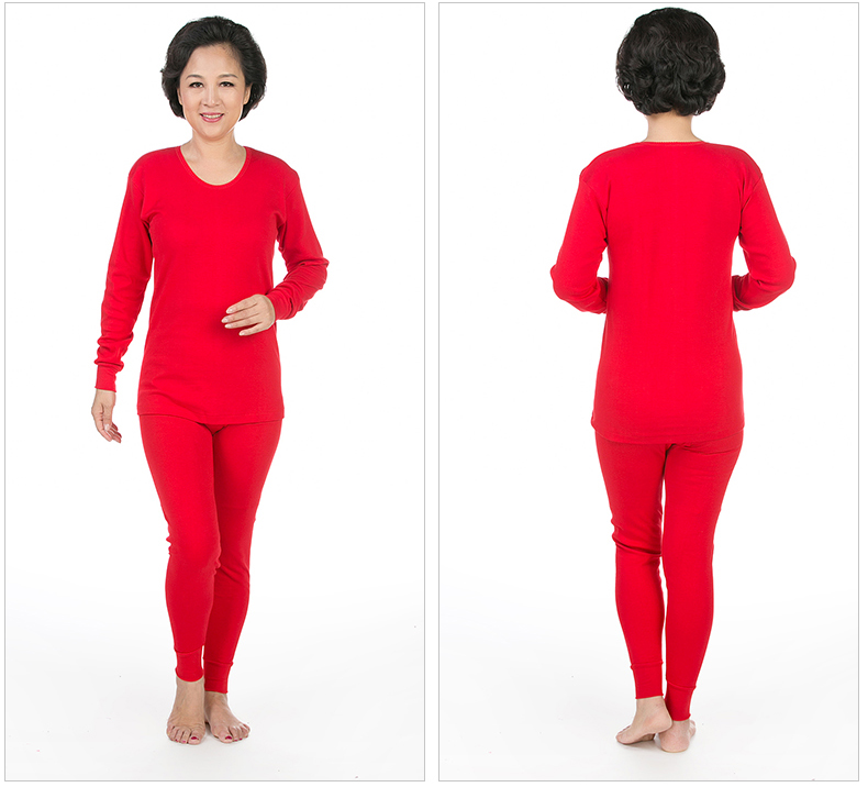 Qiuyi quần mùa thu giữa và phụ nữ cũ cotton cao cổ đồ lót nhiệt kích thước lớn mẹ áo len cotton trắng đồ pijama
