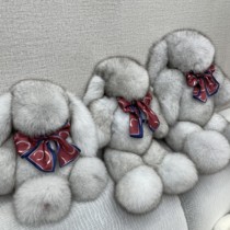 Fox Fur Rabbit Doll Large Cute Fur Real Fur Light Luxury Doll Long Ears Rabbit High-end Birthday Gift for Women