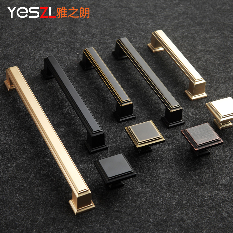Yazhilang American handle cabinet door retro light luxury wardrobe overall cabinet drawer cabinet bronze antique furniture handle