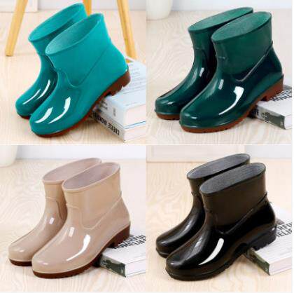 Rain boots women's waterproof short-tube water shoes men's summer low-tube non-slip rain boots wear-resistant tendon thick-soled labor shoes rubber shoes