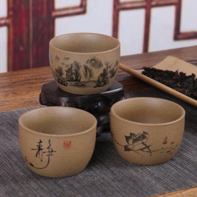 Coarse Pottery Tea Set Coarse Pottery Tea Cup Ceramic Kung Fu Single Cup Master's Cup Tea Set Semi-handmade Tea Brewand Tea Bowl Tasting Tea Bowl