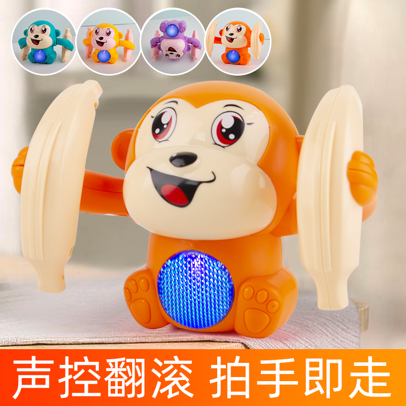Roll-over monkey Baby Toys Turns Puzzle Shine voice-controlled electric flip-and-bucket The little boy 0 1-1 year old