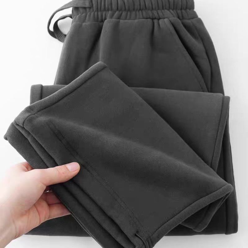 版型显瘦！好穿的350g深灰重磅加绒直筒卫裤