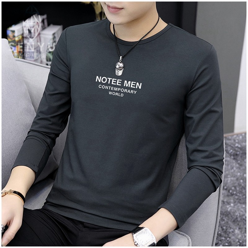 Long-sleeved T-shirt men's spring and autumn models modal cotton inner wear trendy brand solid color slim round neck inner top