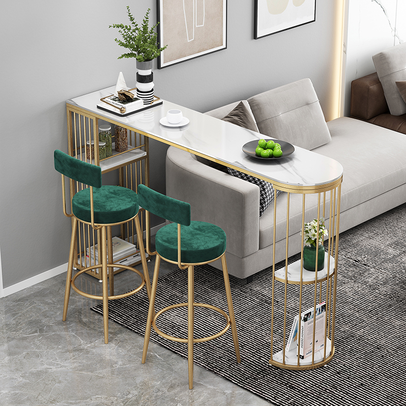 Rock Plate Marble Home Bar Table Chair Combination Brief close to wall Strip Bar Table Milk Tea Shop Balcony High Foot Table