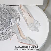 High-heeled shoes women's 18-year-old adult ceremony birthday gift box senior minority 18-year-old adult ceremony thin-heeled crystal shoes