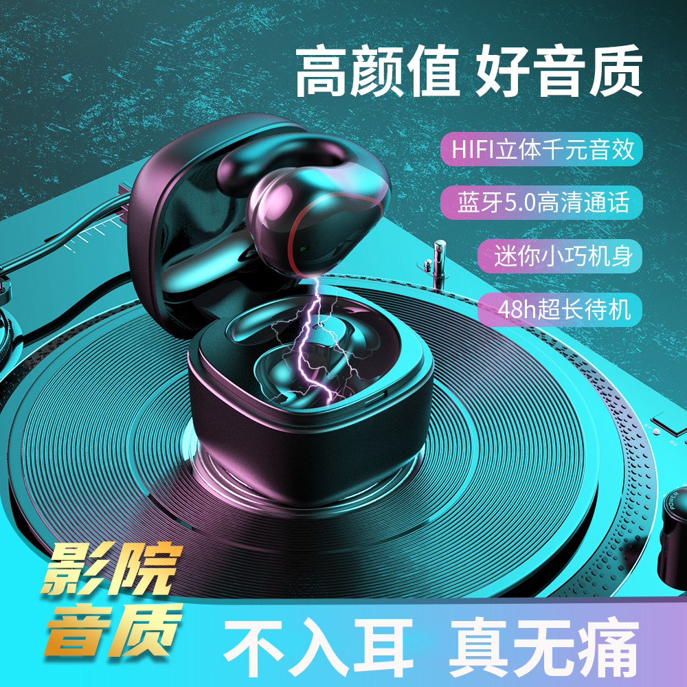 Non-in-ear high-end true wireless bluetooth earphone hanging ear single ear long-term wear without pain super long standby battery life driver special for Apple millet oppovivo Android universal