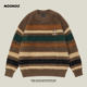 NOONOZ Contrast Color Striped Mohair Sweater Men's 2023 Early Autumn Sweater Lazy Style Ins Couple Wear