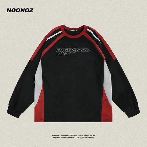 NOONOZ Ретро демисезонная толстовка для влюбленных, с вышивкой, в американском стиле, оверсайз