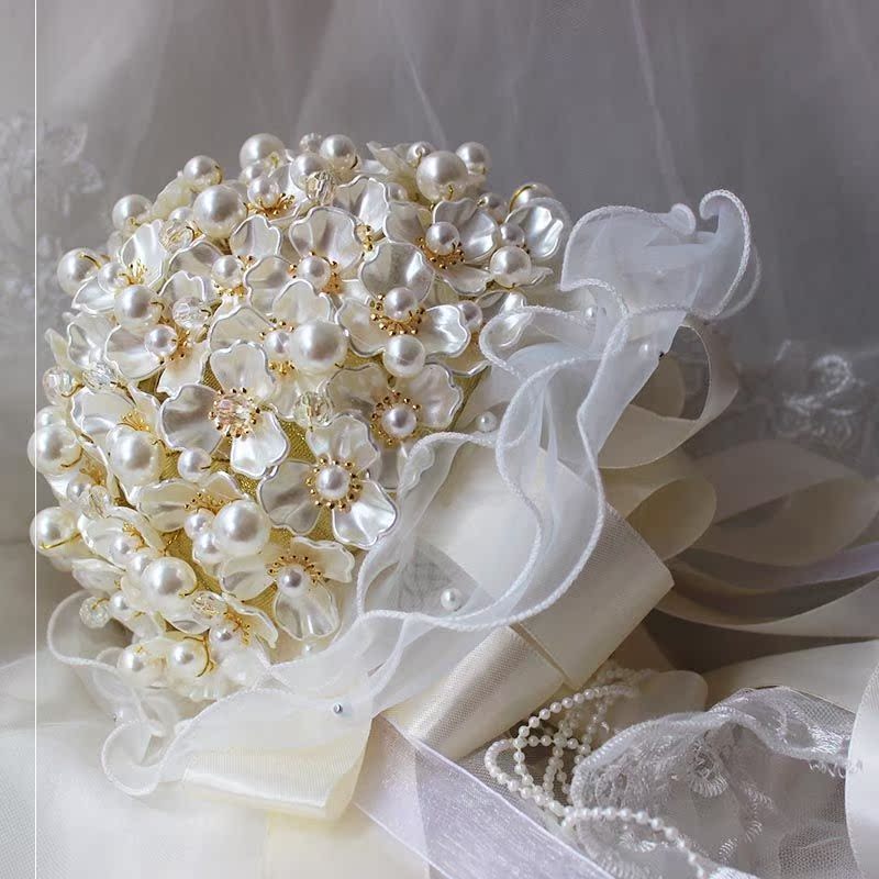 Luxurious pearls hold floral diy new crystal finished bestie wedding gift wedding with floral handmade material bag