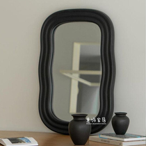 Background wall creative decorative mirror entrance wall hanging mirror wall decoration living room dining room full-length mirror black fireplace mirror