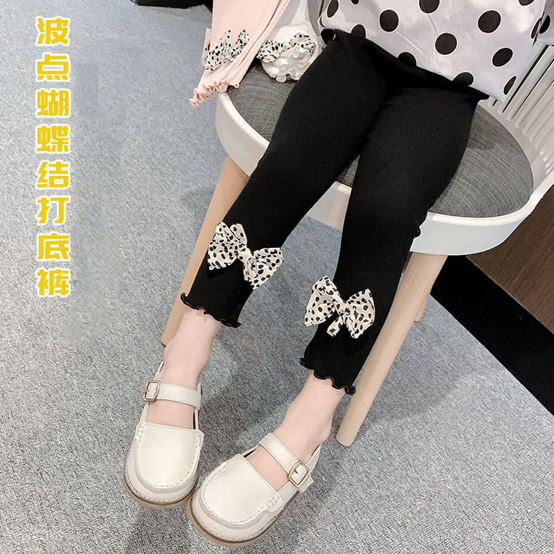 Baby Beating Bottom Pants Woman Autumn 2022 Spring Autumn Children Butterfly Knot Child Baby Outside Wearing Long Pants Girl Early Spring Pants