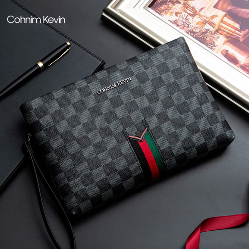 Men's clutch bag large capacity kk tide brand new business casual brand clip bag men's bag clutch bag light luxury check