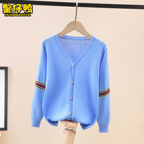 Girl Knit Cardiovertshirt 2022 New Summer Children Sunscreen Girl Thin Coat Big Boy Sweater