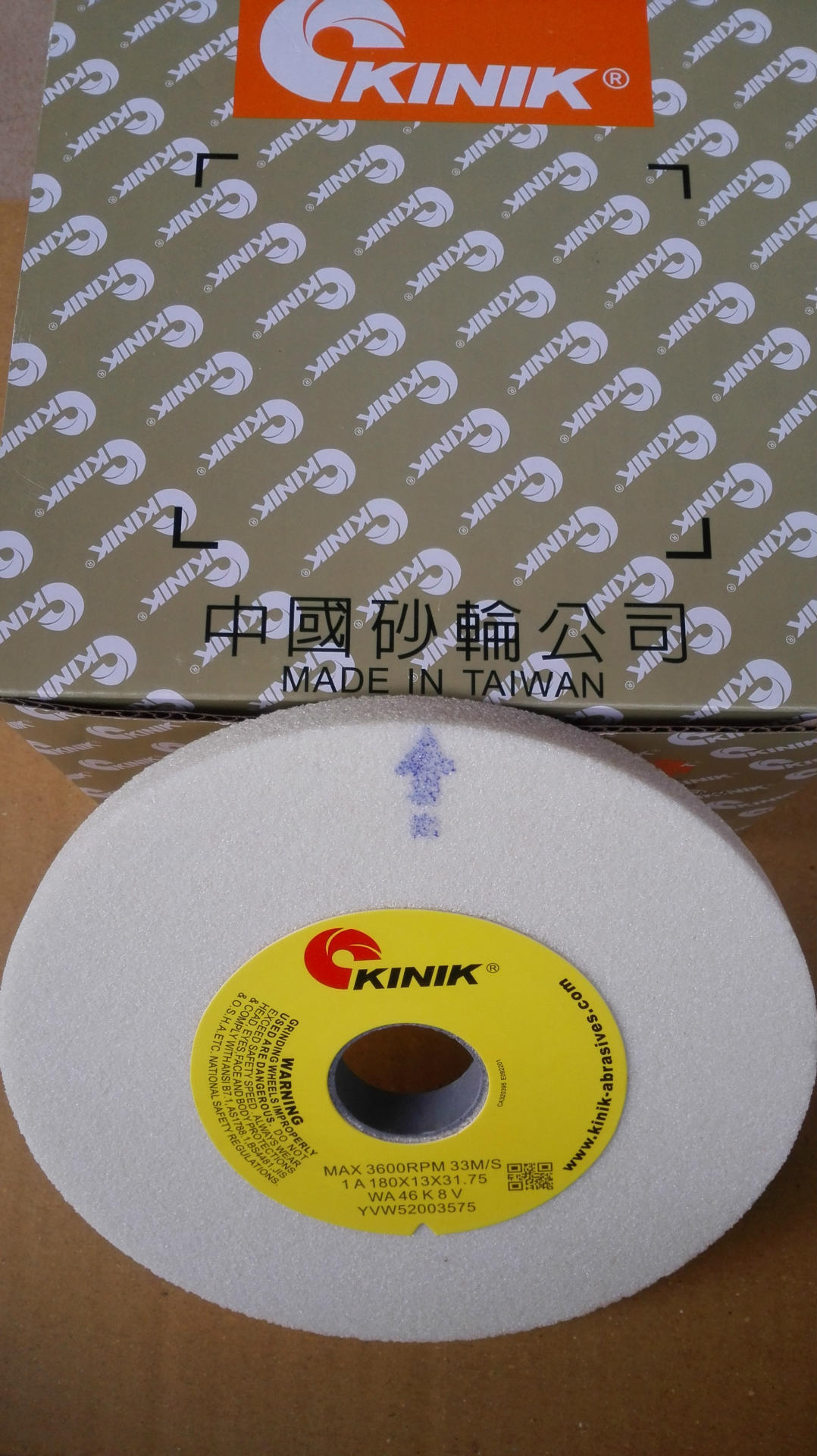 White corundum China grinding wheel KINIK Grinding wheel WA205*13*31 75 46K specifications are complete
