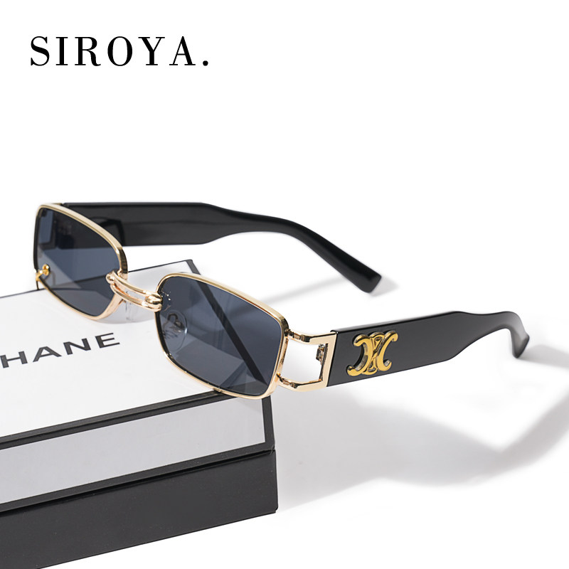 2025新款复古凯旋门百搭墨镜高级感金框长方形眼镜女辣妹街拍显瘦