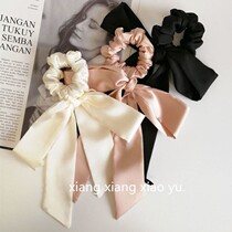 White Ribbon Hair Band Retro Satin Bow Ribbon Headstring Female Tail Net Red Hairband ins Gas