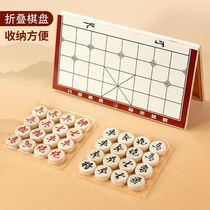 Wooden toy beech set Chinese chess solid wood chess fans thickened chess pieces for the elderly wooden large red flower gift