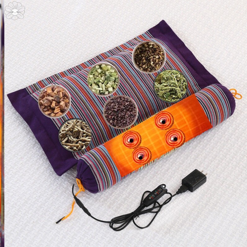 Cervical spine massager neck pillow 5v smart version of electric heating compress magnetic therapy to repair curvature removable and washable buckwheat pillowcase