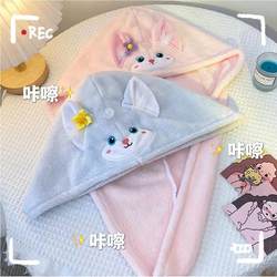 Bell cartoon water absorption towels Japanese cute dry hats quickly wipe the hair thick coral velvet head towel and bath hat