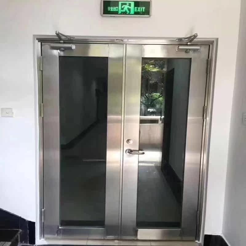 Glass fire door office Class-A custom installable steel stainless steel measuring safety door ground spring door