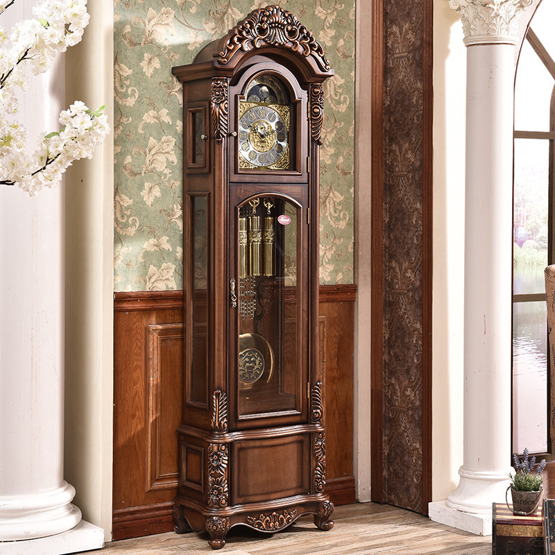 German Hermler European-style mechanical landing bell-sitting bell living room villa upright table New Chinese retro American pendulum clock-Taobao