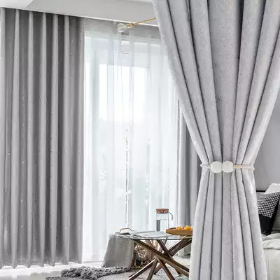 Curtain shading cloth 2021 new living room modern simple light luxury full shading bedroom finished insulation hook type